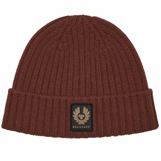 BELSTAFF WATCH PHOENIX PATCH LOGO WOOL BEANIE HAT DEEP COPPER RRP £60 BNWT