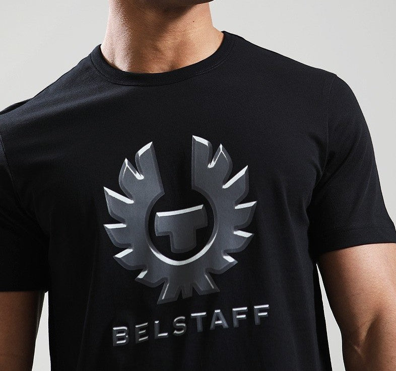 BELSTAFF LIQUIFY GRAPHIC COTTON T-SHIRT BLACK RRP £65 BNWT