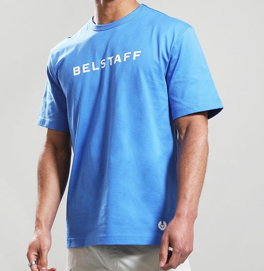 BELSTAFF STAPLE LOGO COTTON T-SHIRT HYDRA BLUE RRP £65 BNWT