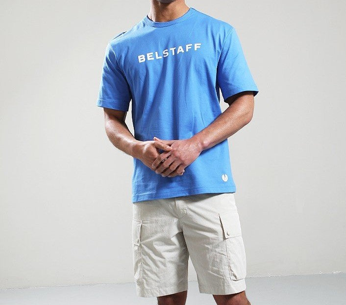 BELSTAFF STAPLE LOGO COTTON T-SHIRT HYDRA BLUE RRP £65 BNWT