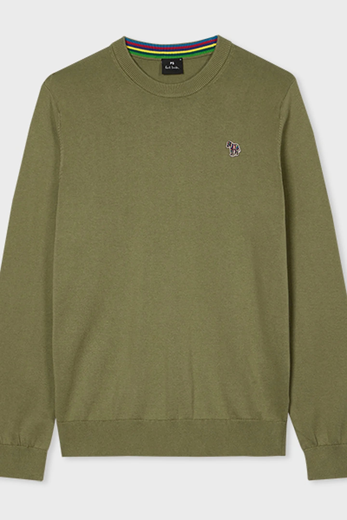PAUL SMITH ORGANIC COTTON CREW NECK ZEBRA JUMPER KHAKI GREEN RRP £135 BNWT