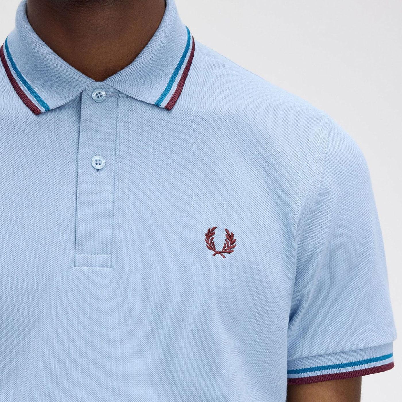 FRED PERRY TWIN TIPPED PIQUE COTTON POLO SHIRT LIGHT BLUE 3XL RRP £80 BNWT