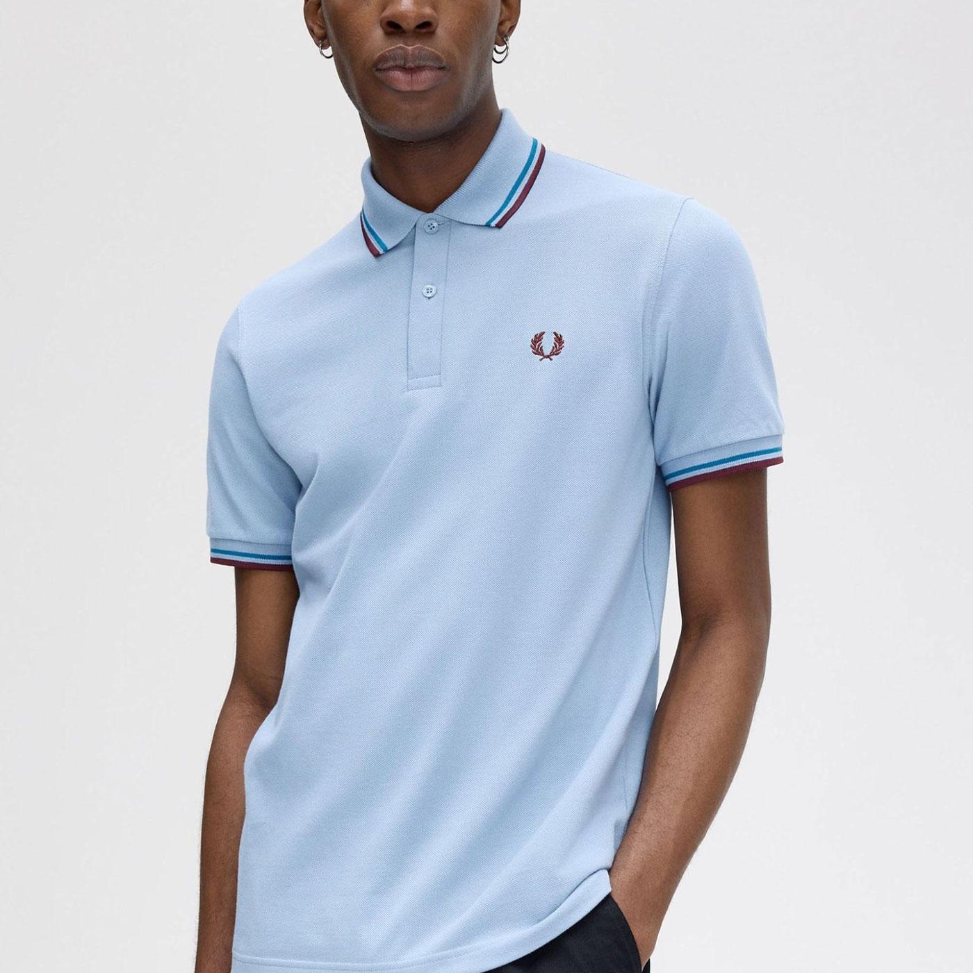 FRED PERRY TWIN TIPPED PIQUE COTTON POLO SHIRT LIGHT BLUE 3XL RRP £80 BNWT