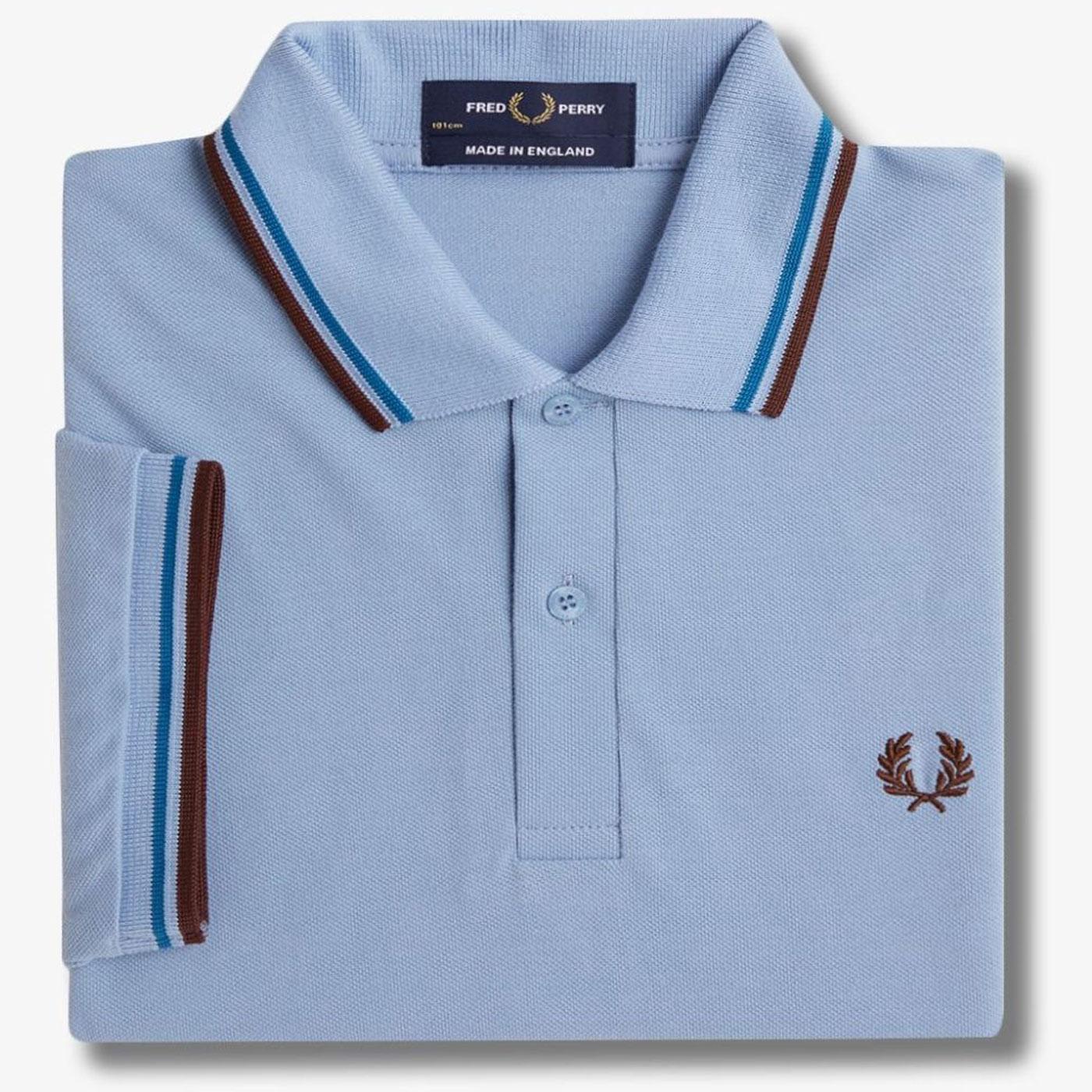 FRED PERRY TWIN TIPPED PIQUE COTTON POLO SHIRT LIGHT BLUE 3XL RRP £80 BNWT