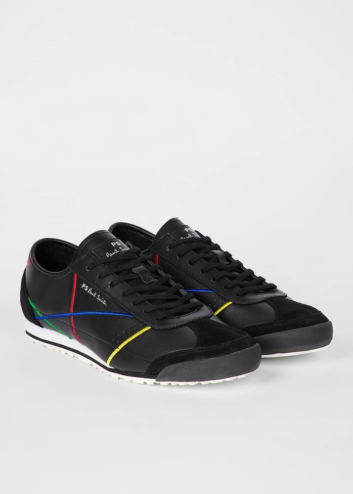 PAUL SMITH PS MESTRE EMBROIDERED LEATHER LOW TOP TRAINERS BLACK  RRP £195 BNIB