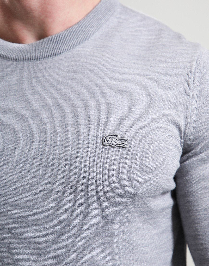 LACOSTE MERINO WOOL TONAL CROC LOGO CREW NECK JUMPER GREY 2XL RRP £140 BNWT