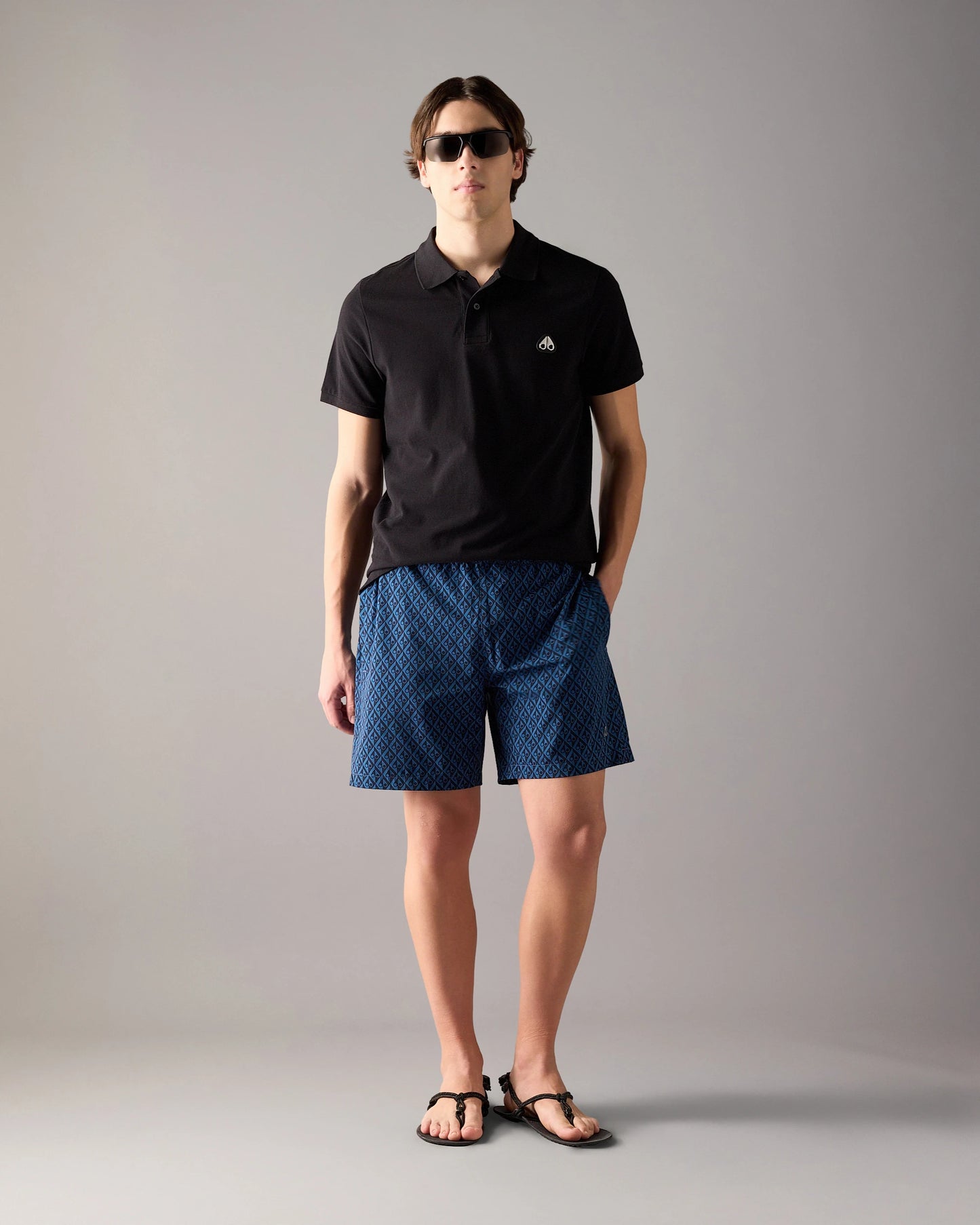 MOOSE KNUCKLES EVERETT PIQUE COTTON POLO SHIRT BLACK RRP £130 BNWT