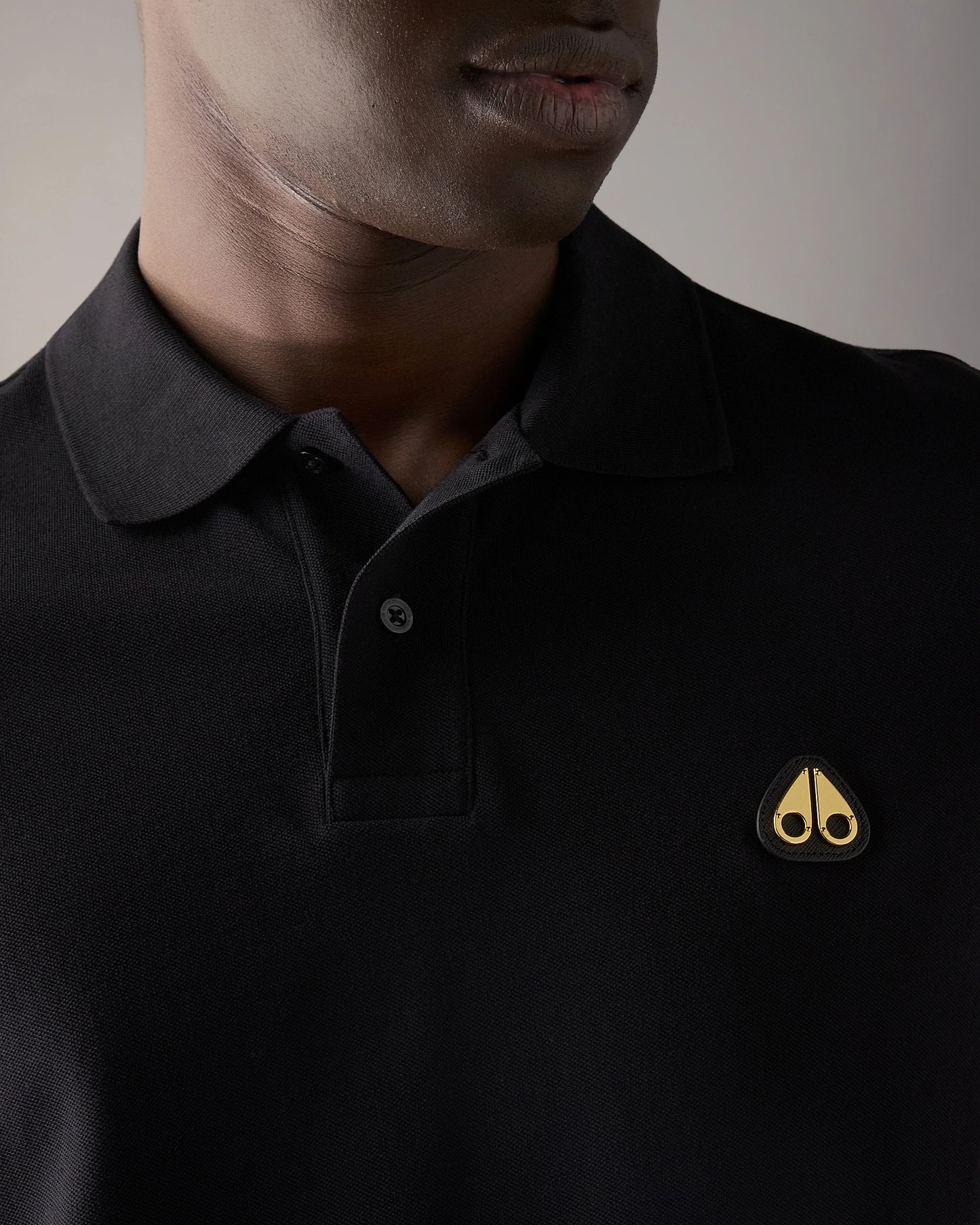 MOOSE KNUCKLES GOLD SERIES EVERETT PIQUE COTTON POLO SHIRT BLACK L RRP £154 NEW