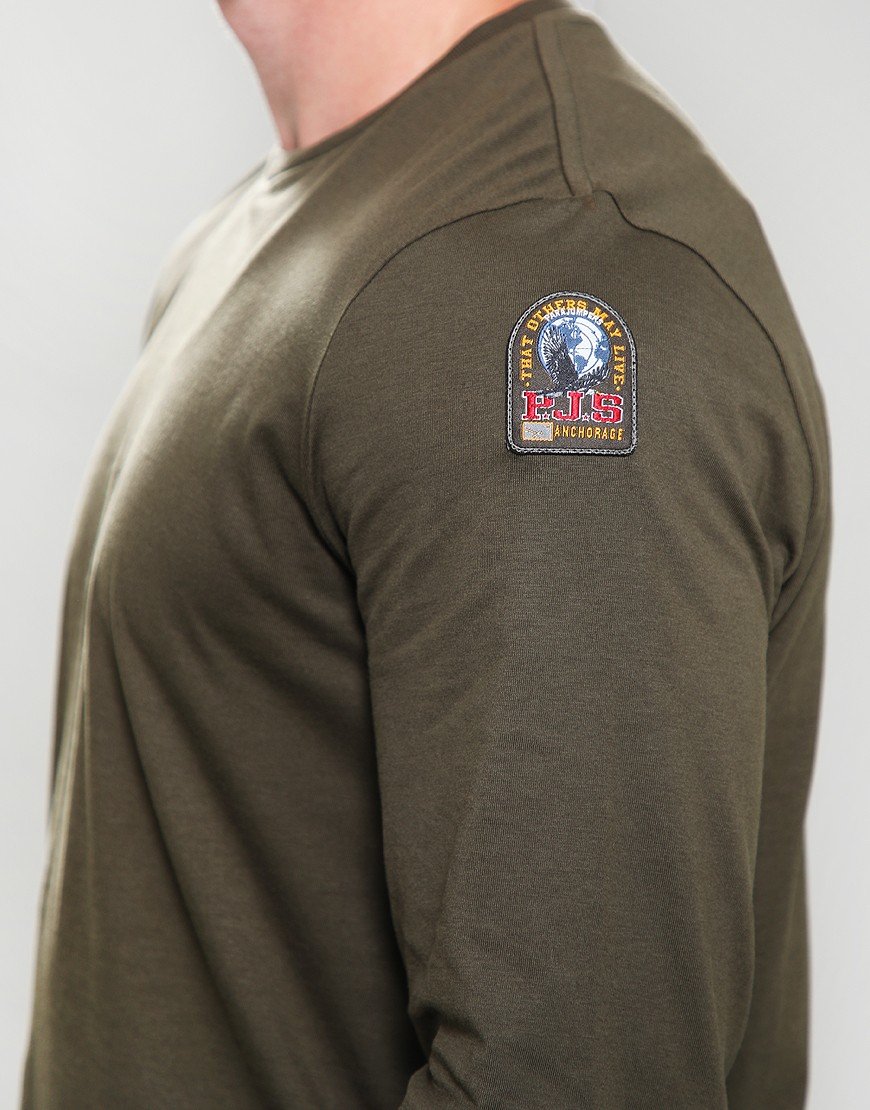 PARAJUMPERS LONG SLEEVE COTTON T-SHIRT DEEP MOSS GREEN LARGE RRP £80 BNWT