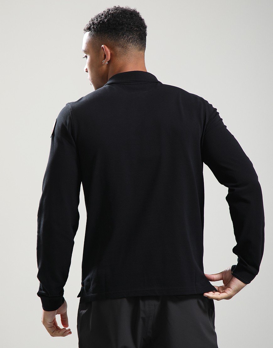 PARAJUMPERS OBERON LONG SLEEVE PIQUE COTTON POLO SHIRT BLACK 2XL RRP £120 BNWT