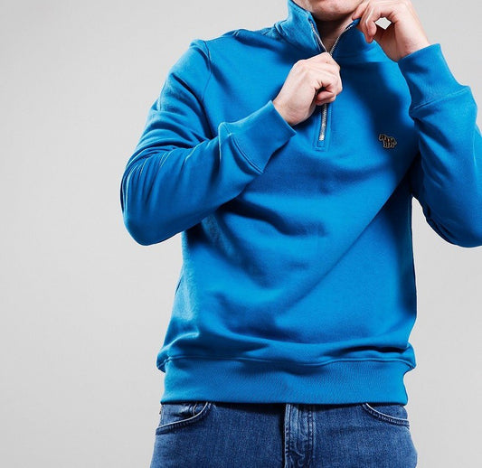 PAUL SMITH PS COTTON FLEECE QUARTER ZIP SWEATSHIRT PETROL GREEN 2XL RRP £135 NEW