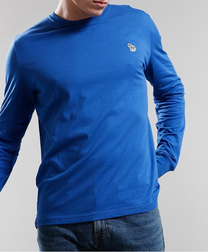 PAUL SMITH ZEBRA LOGO LONG SLEEVE LOGO COTTON T-SHIRT PETROL BLUE RRP £70 BNWT