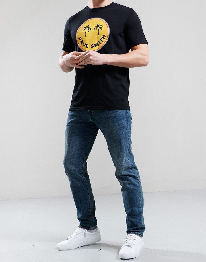 PAUL SMITH PS PALM TREES COTTON T-SHIRT BLACK LARGE RRP £75 BNWT
