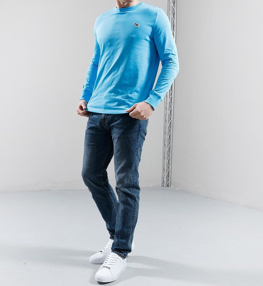 PAUL SMITH ZEBRA LOGO LONG SLEEVE LOGO COTTON T-SHIRT TURQUOISE RRP £70 BNWT