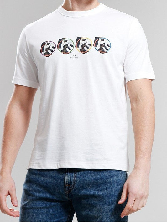 PAUL SMITH PS 3D ROW COTTON T-SHIRT OFF WHITE RRP £75 BNWT