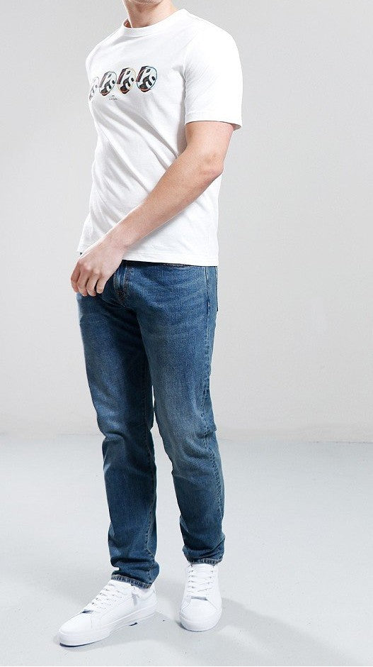 PAUL SMITH PS 3D ROW COTTON T-SHIRT OFF WHITE RRP £75 BNWT