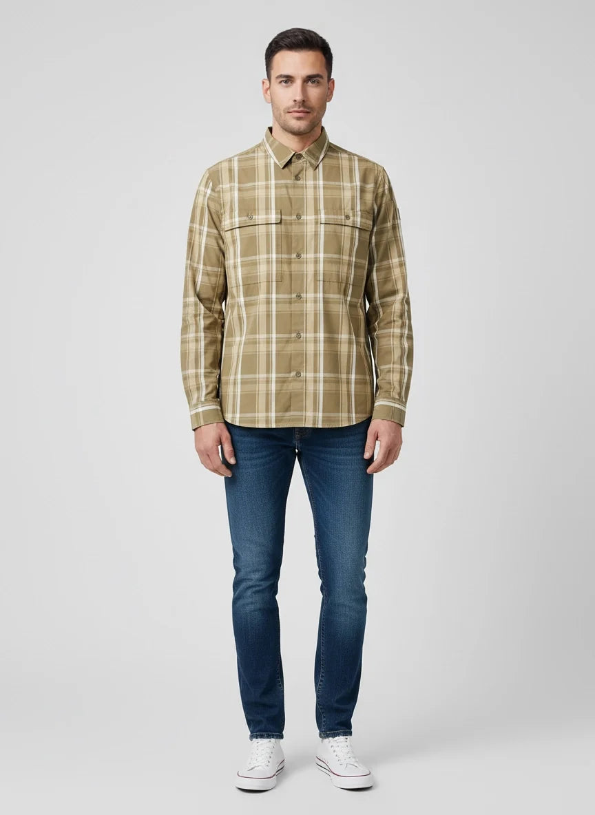 BELSTAFF FLEET CHECKED LONG SLEEVE SHIRT FATIGUE GREEN RRP £170 BNWT