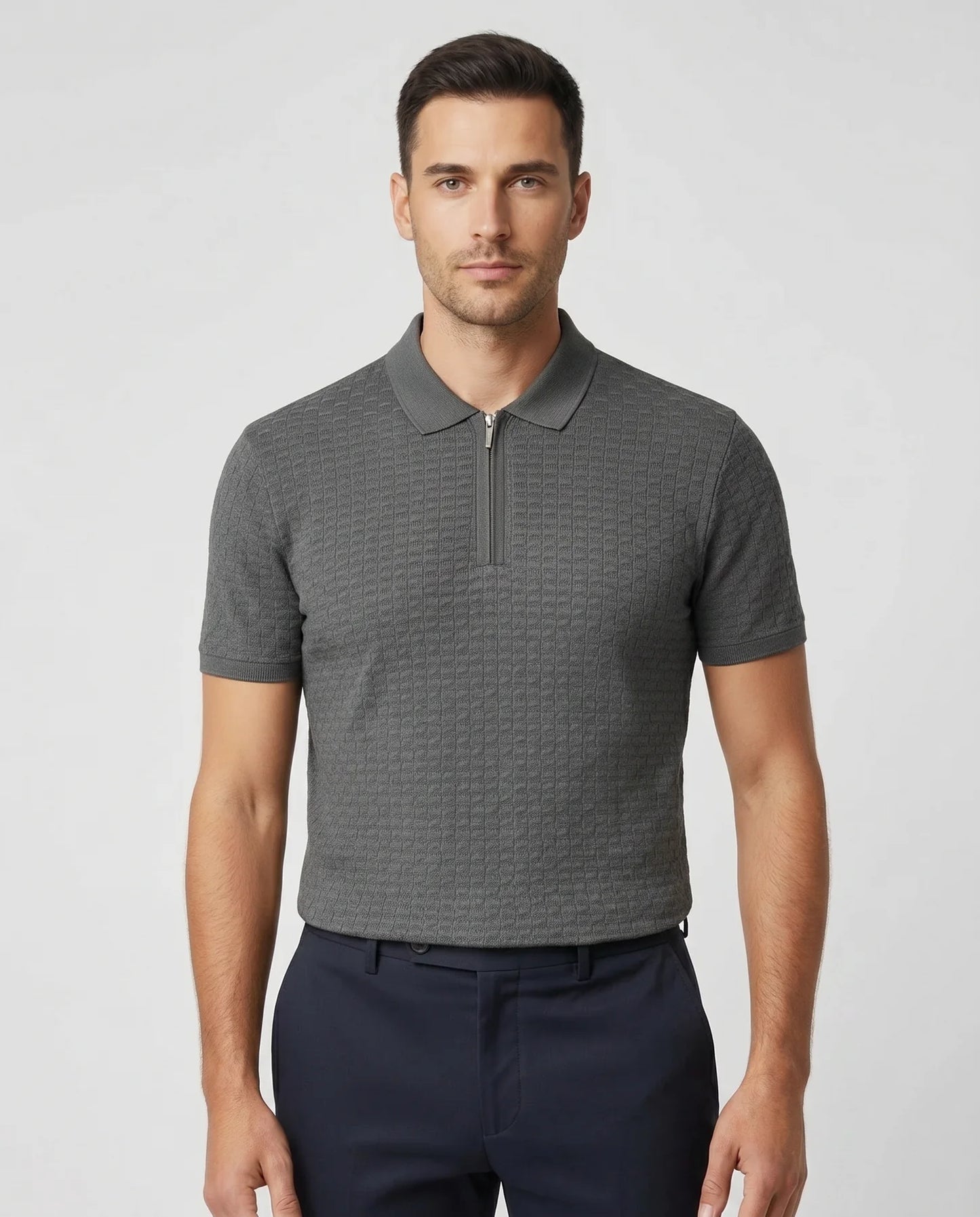 PAUL SMITH PS HALF ZIP TEXTURED ORGANIC COTTON POLO SHIRT GREY XL RRP £115 BNWT