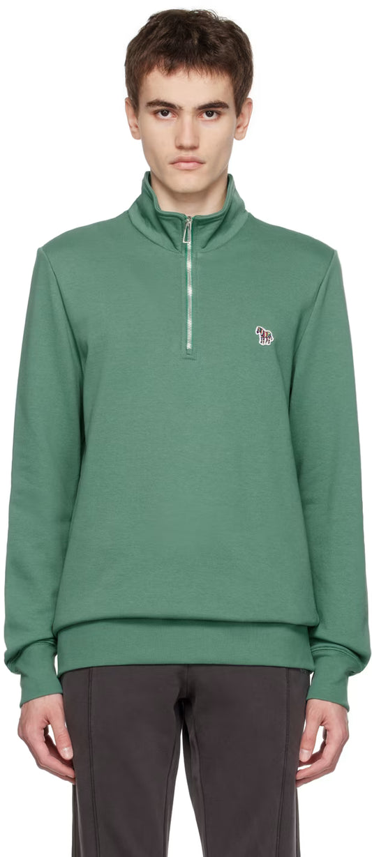 PAUL SMITH PS QUARTER ZIP COTTON FLEECE SWEATSHIRT GREEN XL RRP £135 BNWT