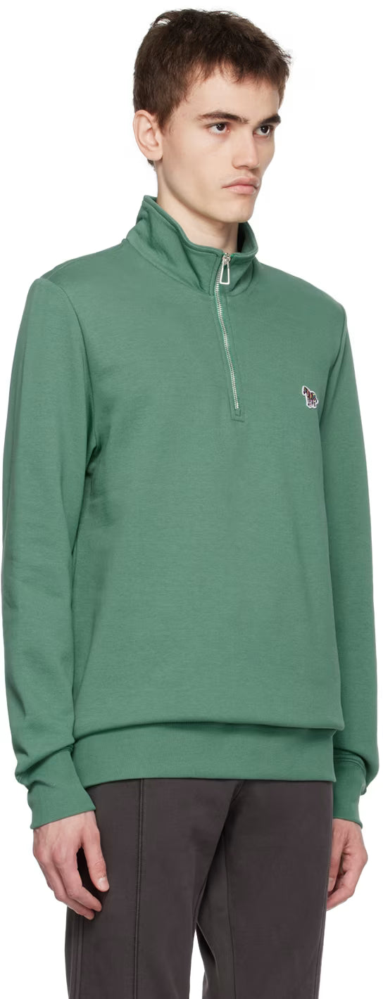 PAUL SMITH PS QUARTER ZIP COTTON FLEECE SWEATSHIRT GREEN XL RRP £135 BNWT