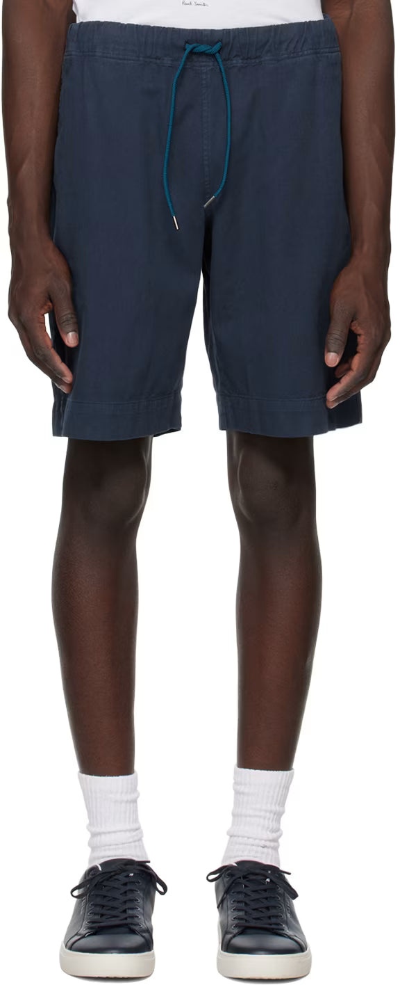 PAUL SMITH PS COTTON/LYOCELL EMBROIDERED DRAWSTRING SHORTS NAVY 40 WAIST RRP £110 BNWT