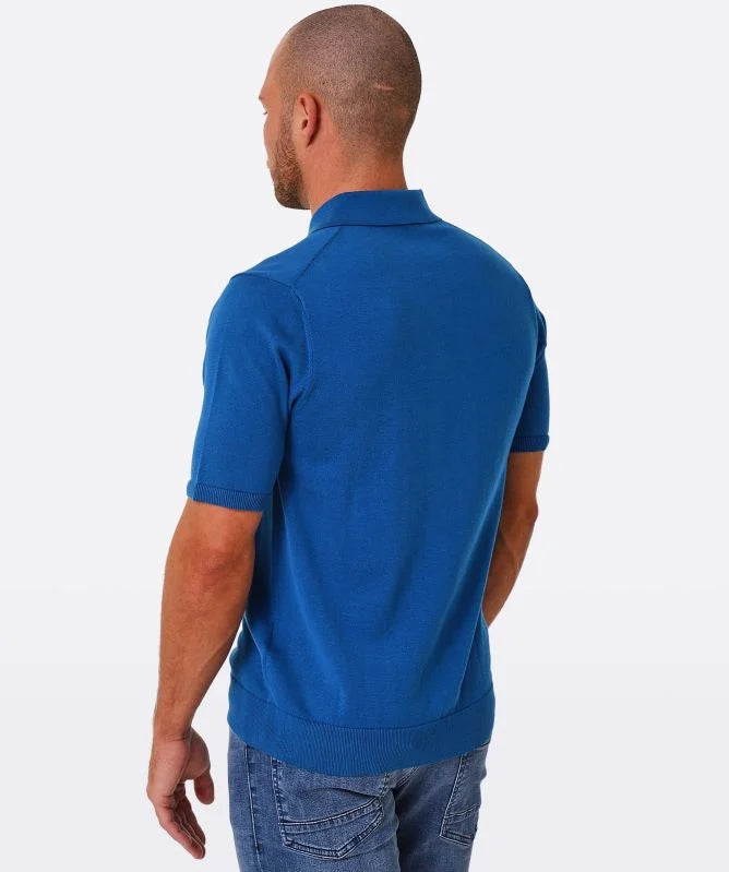 PAUL SMITH PS ZEBRA LOGO KNITTED SHORT SLEEVE POLO JUMPER BLUE 2XL RRP £135 BNWT