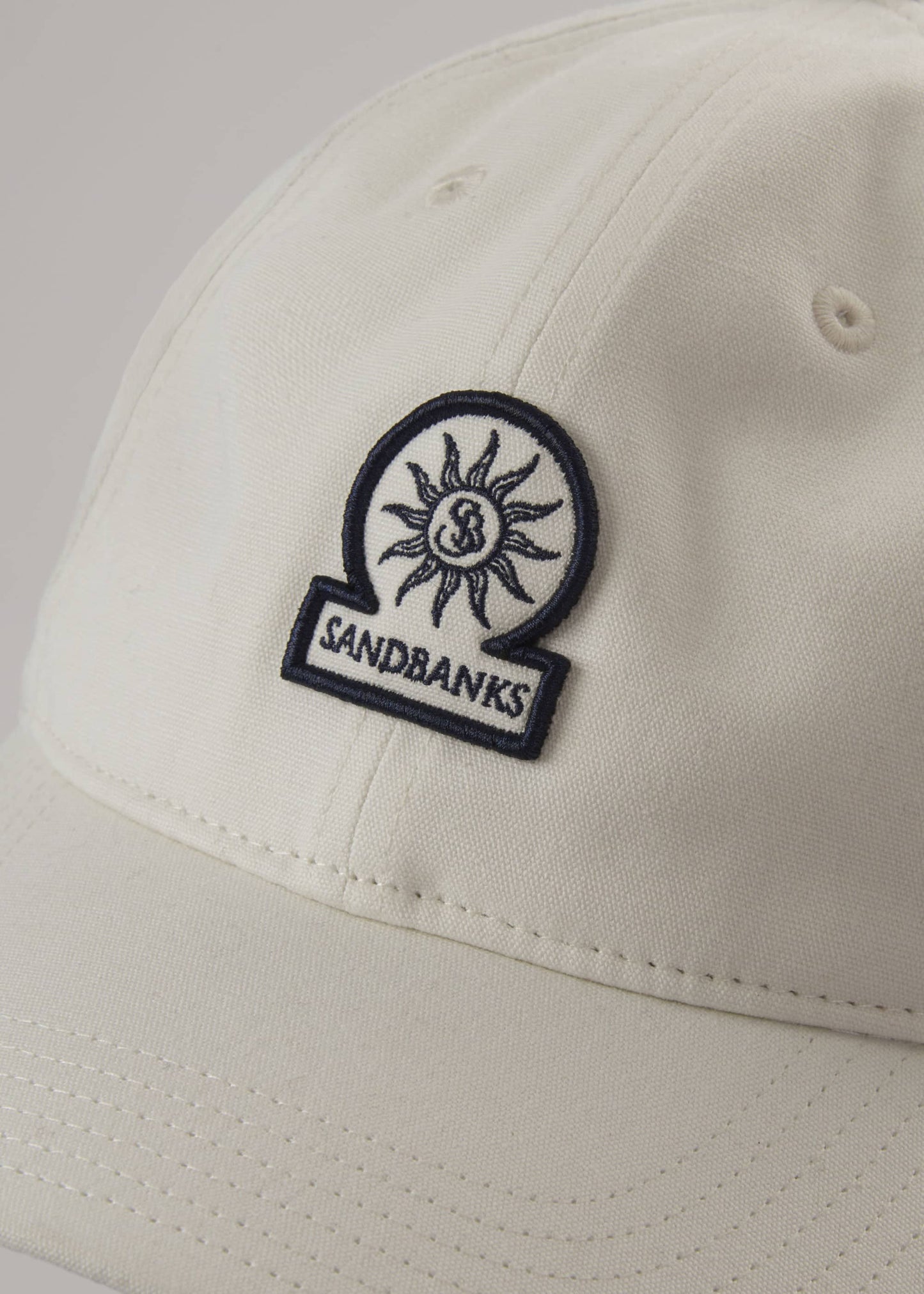SANDBANKS COTTON BADGE LOGO BASEBALL CAP STONE RRP £90 BNWT
