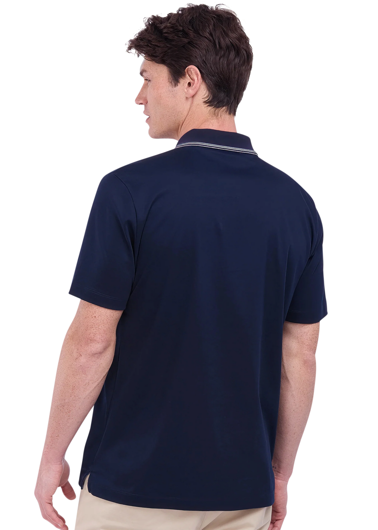 SANDBANKS CONTRAST STRIPE PLACKET COTTON POLO SHIRT NAVY XL RRP £135 BNWT