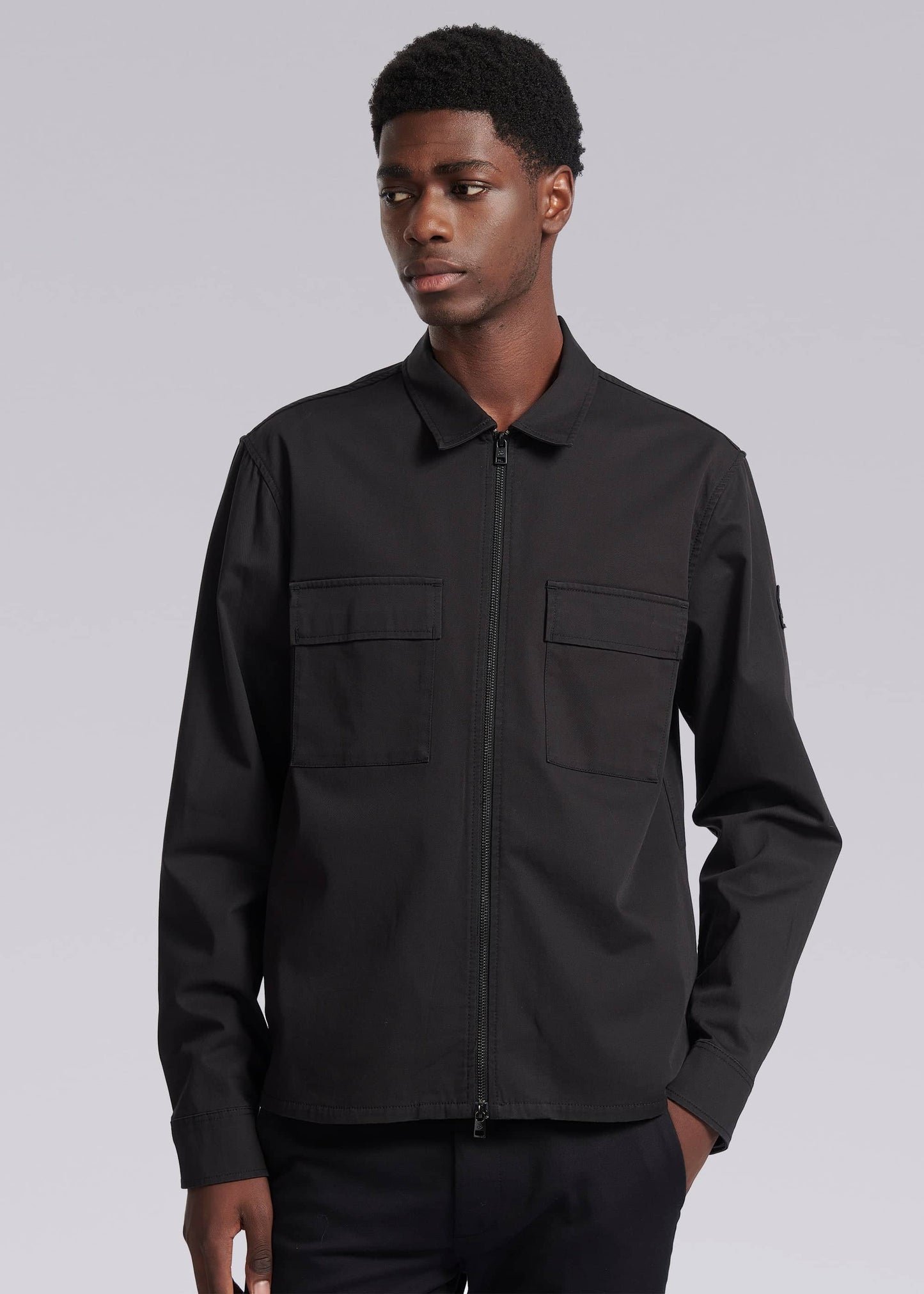 SANDBANKS GABERDINE COTTON ZIP UP OVERSHIRT JACKET BLACK 2XL RRP £245 BNWT