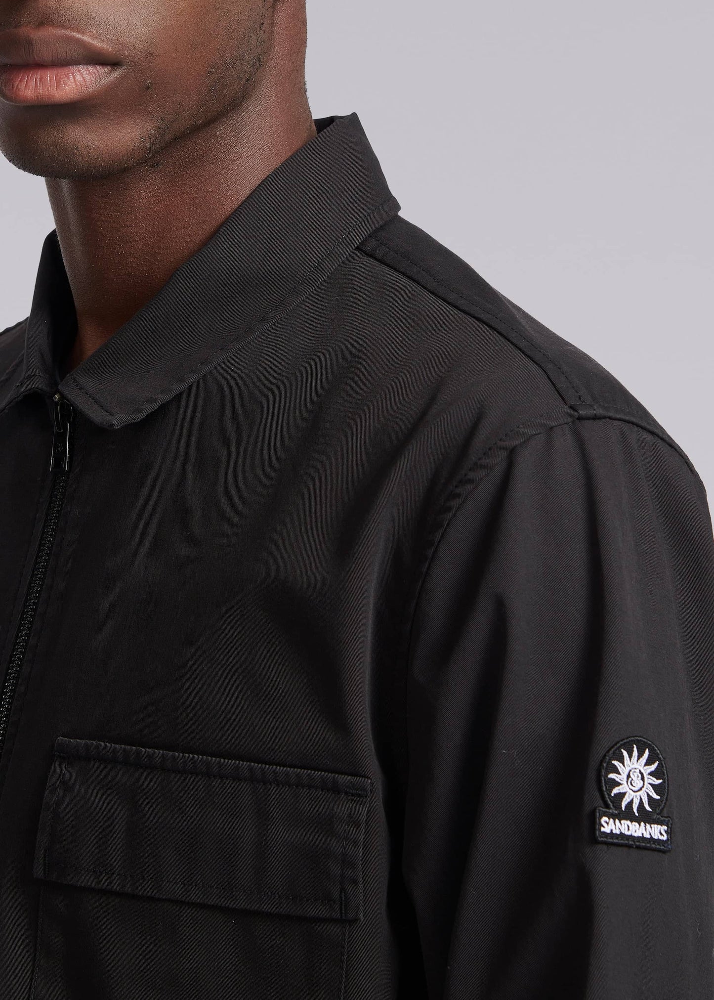 SANDBANKS GABERDINE COTTON ZIP UP OVERSHIRT JACKET BLACK 2XL RRP £245 BNWT