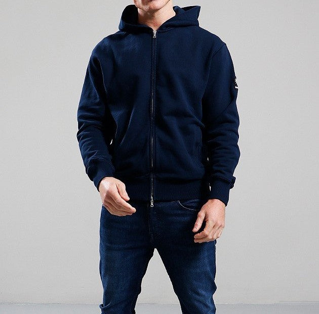 SANDBANKS COTTON FLEECE ZIPPED HOODED HOODIE SWEATSHIRT NAVY RRP £225 BNWT