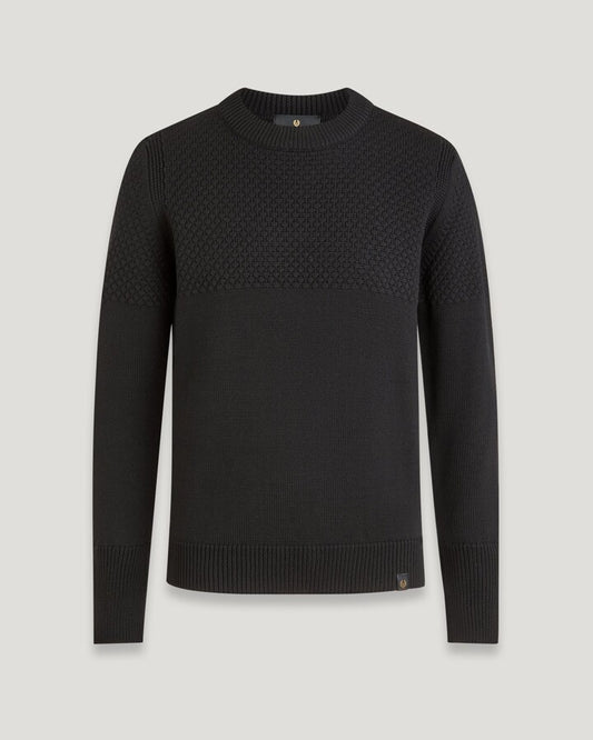 BELSTAFF STERNWAY MERINO WOOL CREW NECK JUMPER BLACK RRP £229 BNWT