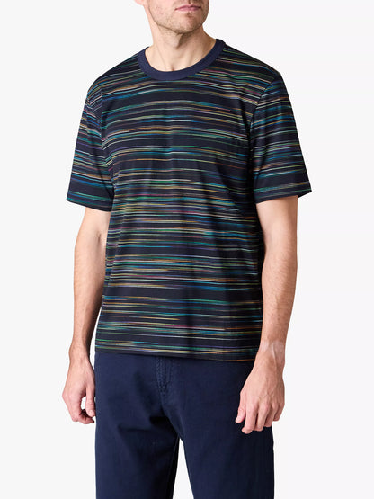 PAUL SMITH PS MULTI COLOUR STRIPE ORGANIC COTTON T-SHIRT NAVY XL RRP £90 BNWT