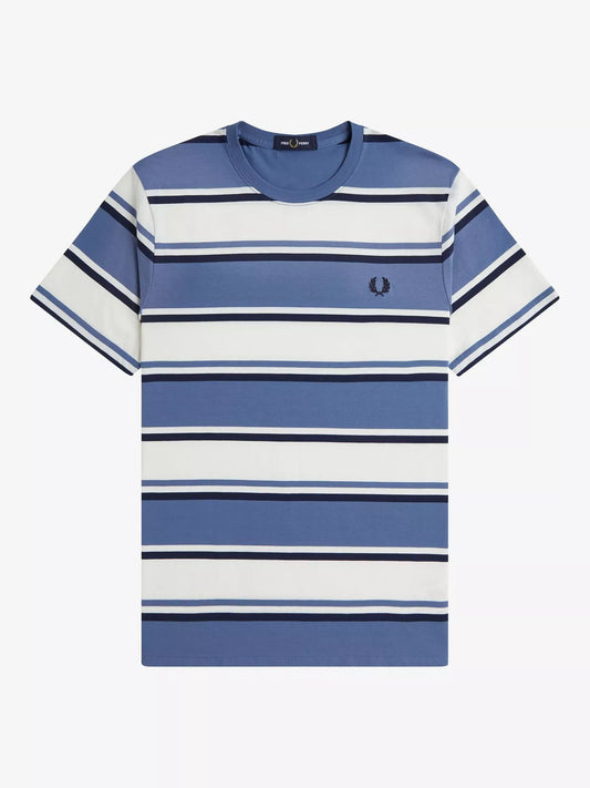 FRED PERRY BOLD STRIPE T-SHIRT ACE BLUE MEDIUM RRP £55 BNWT