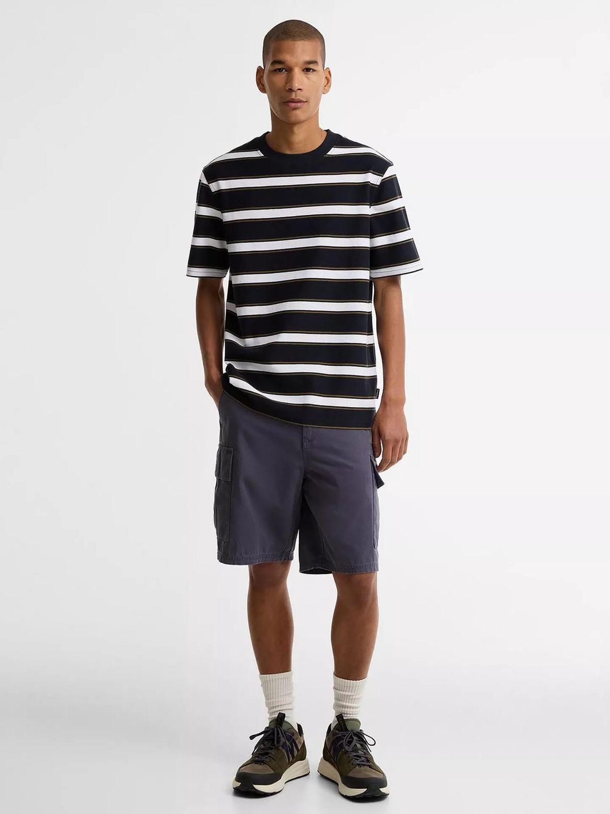 BARBOUR BROWTOP STRIPED HEAVY PIQUE COTTON T-SHIRT DARK NAVY 2XL RRP £60 BNWT