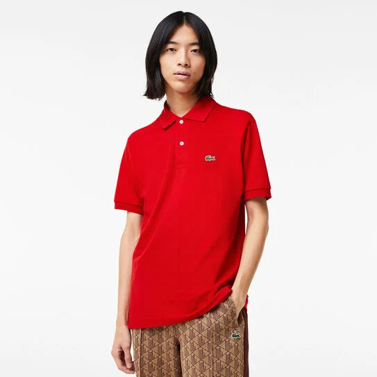 LACOSTE CORE ESSENTIALS PIQUE COTTON POLO SHIRT RED RRP £79 BNWT