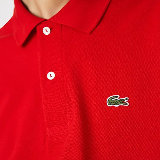 LACOSTE CORE ESSENTIALS PIQUE COTTON POLO SHIRT RED RRP £79 BNWT