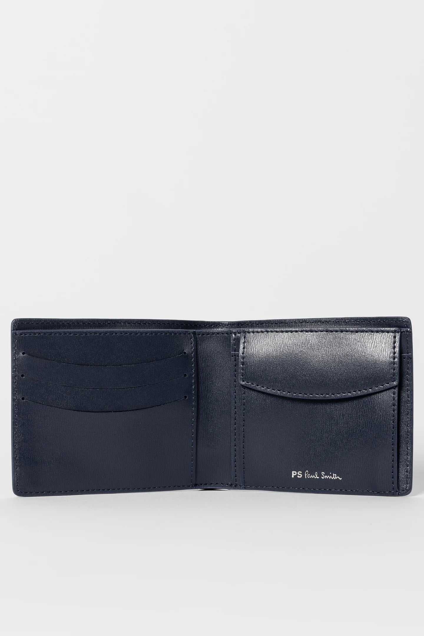 PAUL SMITH PS LEATHER BI-FOLD COIN POUCH WALLET NAVY BLUE RRP £130 NEW IN BOX
