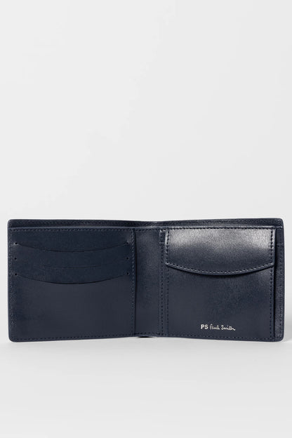 PAUL SMITH PS LEATHER BI-FOLD COIN POUCH WALLET NAVY BLUE RRP £130 NEW IN BOX