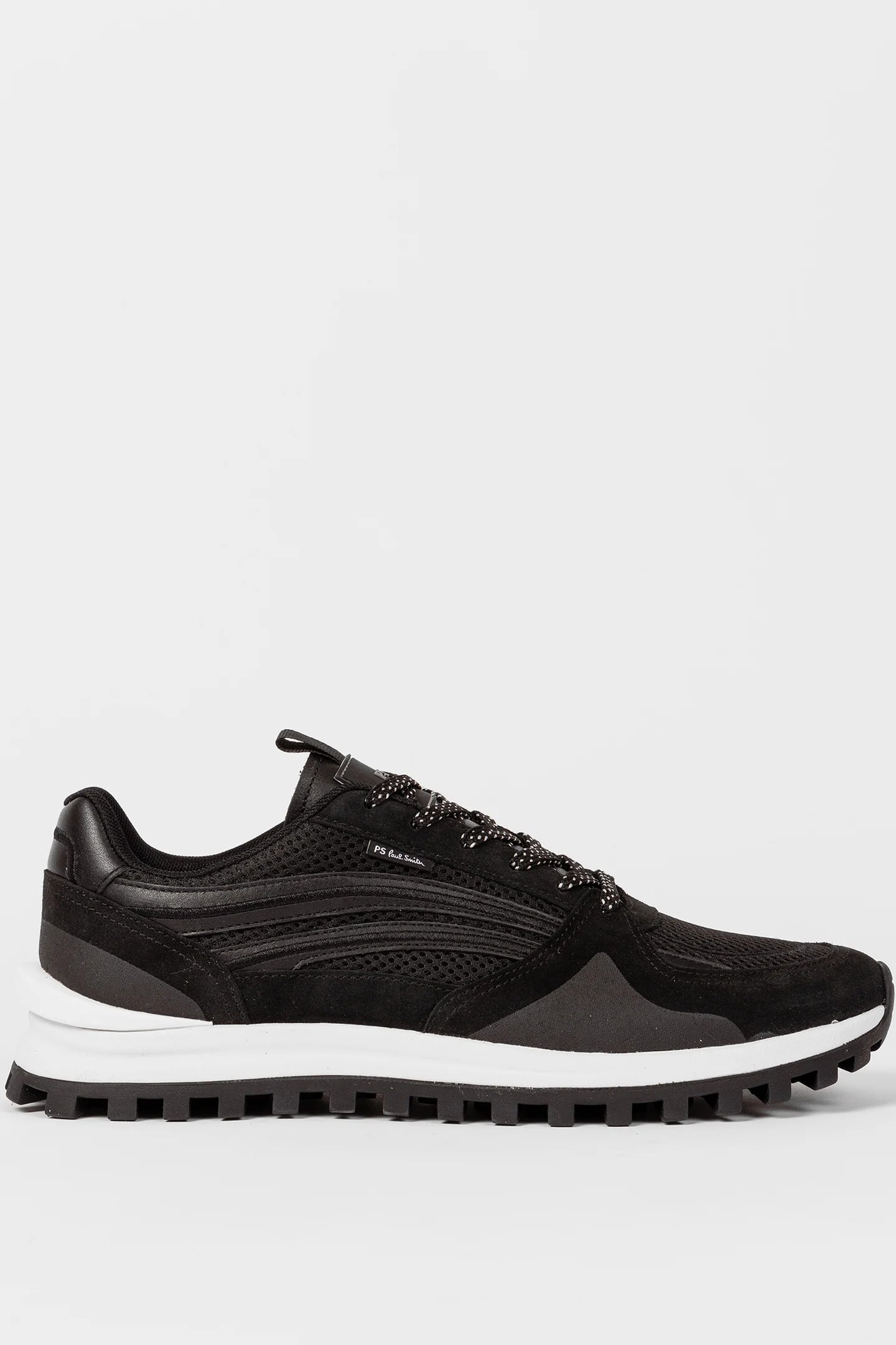 PAUL SMITH PS MARINO MIXED MEDIA LOW TOP TRAINERS BLACK RRP £195 BNIB