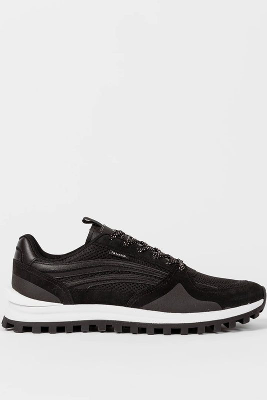 PAUL SMITH PS MARINO MIXED MEDIA LOW TOP TRAINERS BLACK RRP £195 BNIB