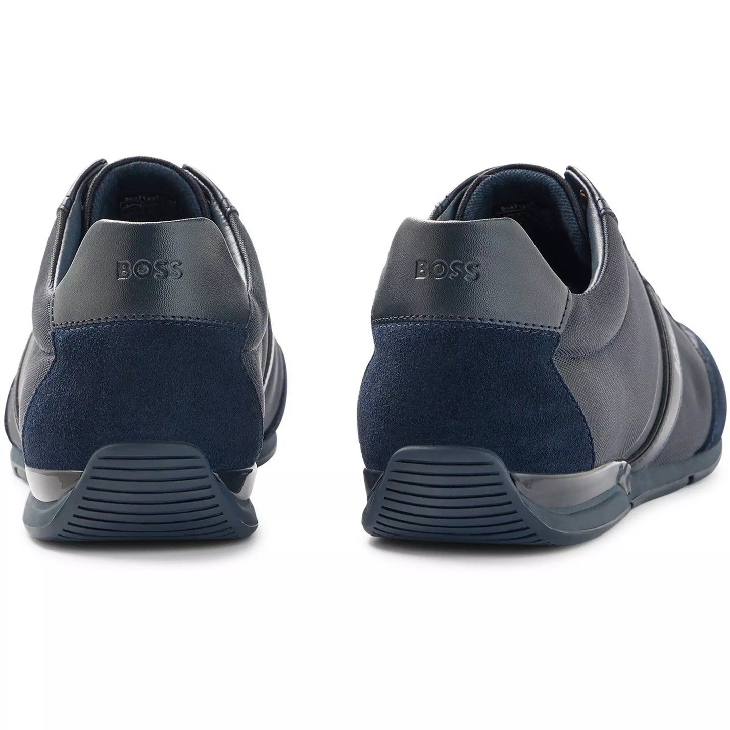 HUGO BOSS SATURN MIXED MEDIA LOW TOP TRAINERS NAVY BLUE UK 9 RRP £189 BNIB