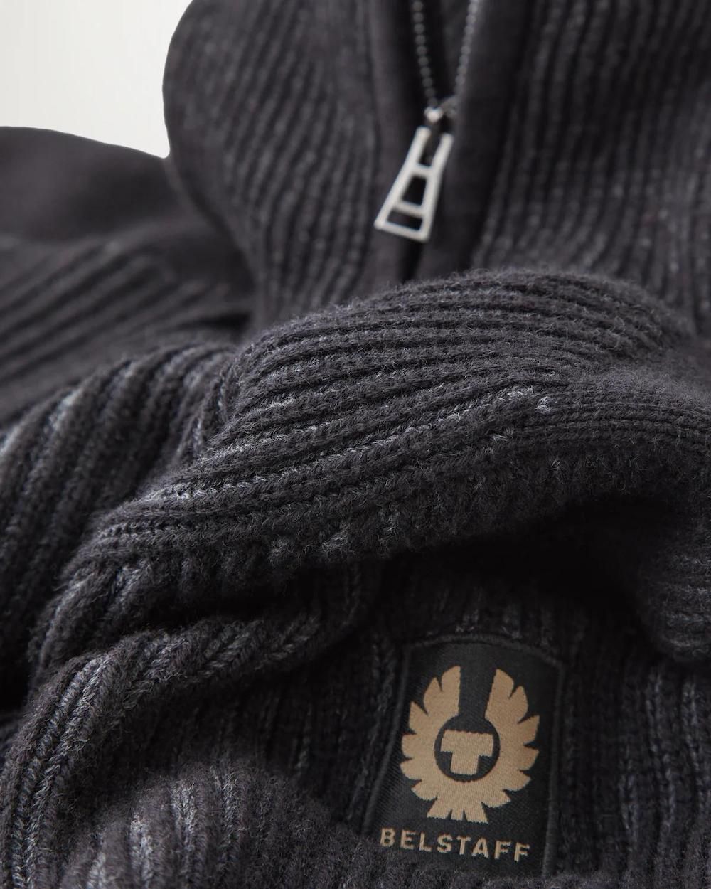 BELSTAFF STANLEY QUARTER ZIP JUMPER BLACK/CHARCOAL GREY 2XL RRP £275 BNWT