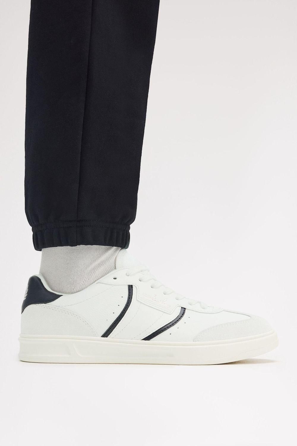 FRED PERRY B4 LEATHER TRAINERS SNOW WHITE UK 10 RRP £85 BNIB