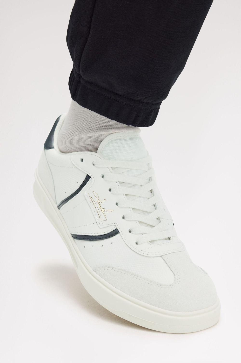 FRED PERRY B4 LEATHER TRAINERS SNOW WHITE UK 10 RRP £85 BNIB