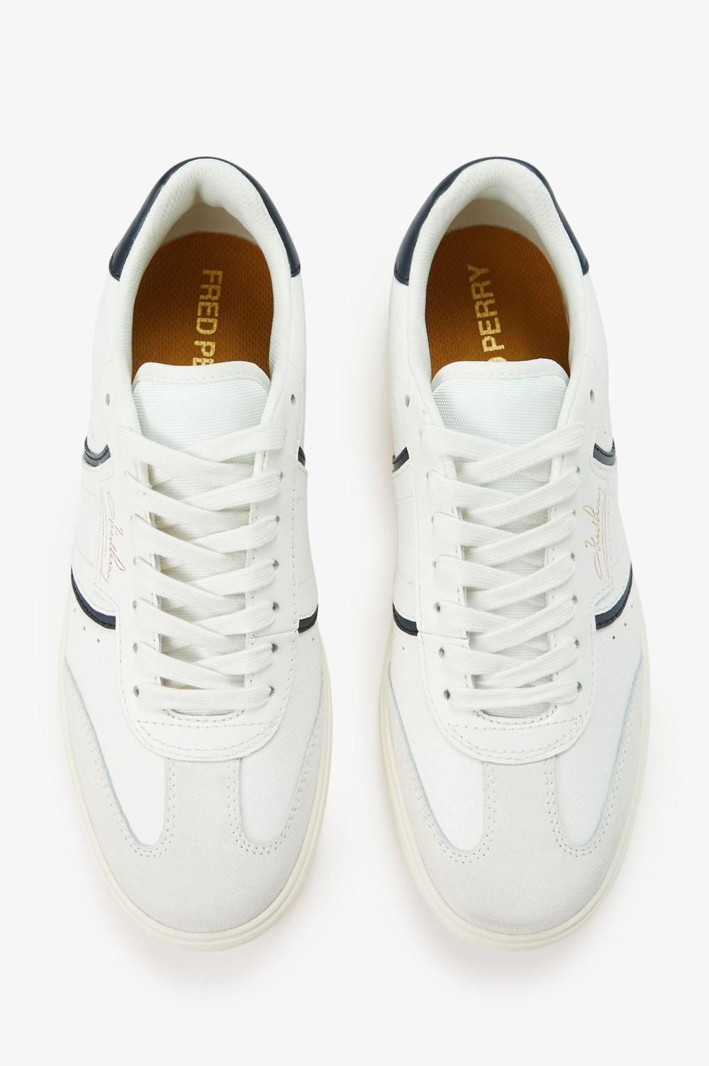 FRED PERRY B4 LEATHER TRAINERS SNOW WHITE UK 10 RRP £85 BNIB
