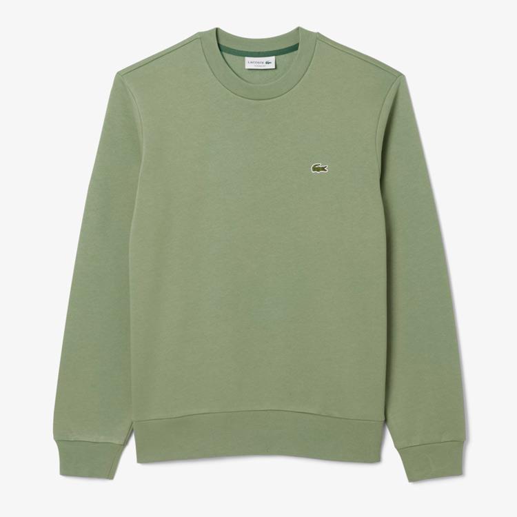 LACOSTE CREW NECK COTTON FLEECE SWEATSHIRT THYME GREEN RRP £109 NEW