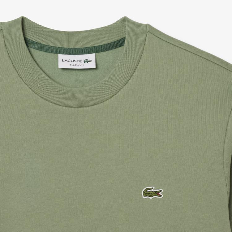 LACOSTE CREW NECK COTTON FLEECE SWEATSHIRT THYME GREEN RRP £109 NEW
