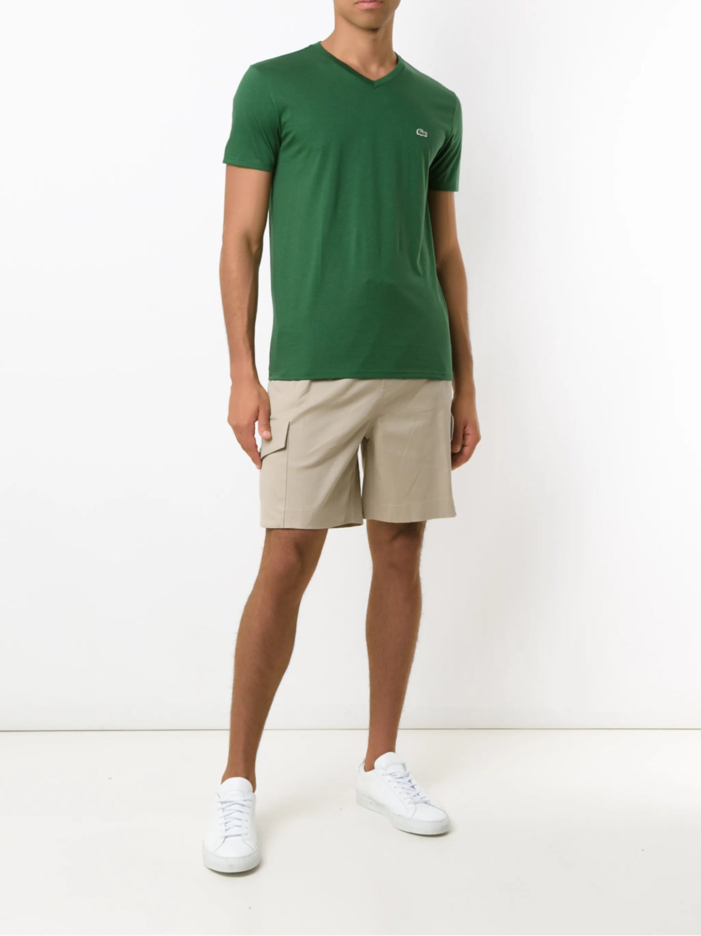 LACOSTE V-NECK CROC LOGO COTTON T-SHIRT GREEN 3XL RRP £55 BNWT