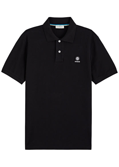SANDBANKS BADGE LOGO POLO SHIRT BLACK MEDIUM RRP £115 BNWT